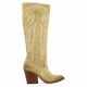 Pao Bottes cuir velours beige