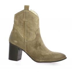 Stm Boots cuir velours taupe