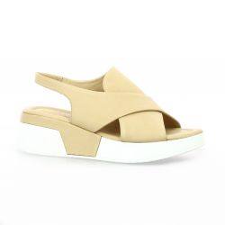Coco abricot Nu pieds cuir beige