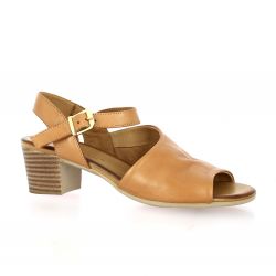 Coco abricot Nu pieds cuir cognac