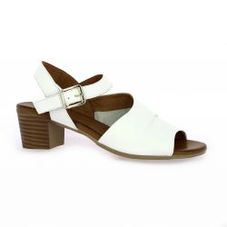 Coco abricot Nu pieds cuir blanc