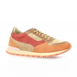Reqins Baskets cuir velours corail