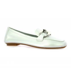 Reqins Mocassins cuir laminé argent