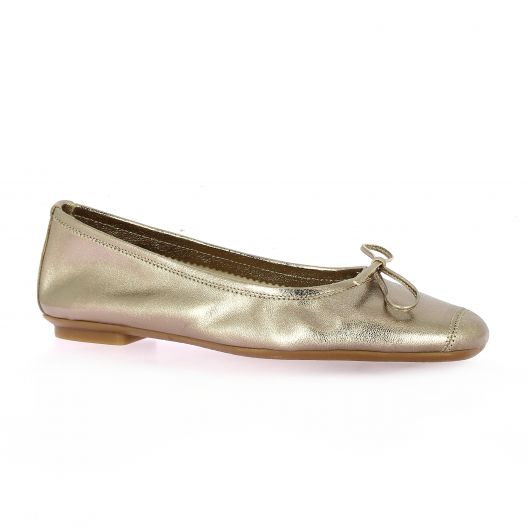 Reqins Ballerines cuir laminé champagne