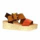 Eva frutos Nu pieds cuir velours camel