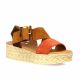 Eva frutos Nu pieds cuir velours camel