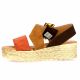 Eva frutos Nu pieds cuir velours camel