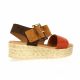 Eva frutos Nu pieds cuir velours camel