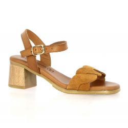 Eva frutos Nu pieds cuir cognac