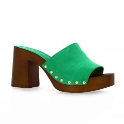 Exit Mules cuir velours vert