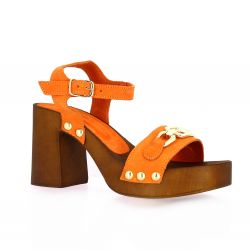 Exit Mules cuir velours orange