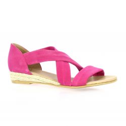 Exit Nu pieds cuir velours fushia