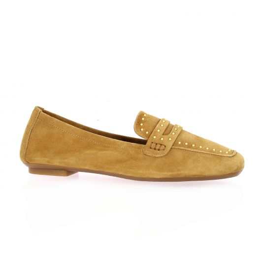 Reqins Mocassins cuir velours cognac