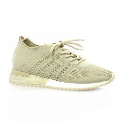 La strada Baskets toile laminé beige