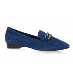 Reqins Mocassins cuir velours bleu