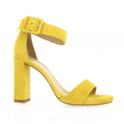 Fremilu Nu pieds cuir velours jaune