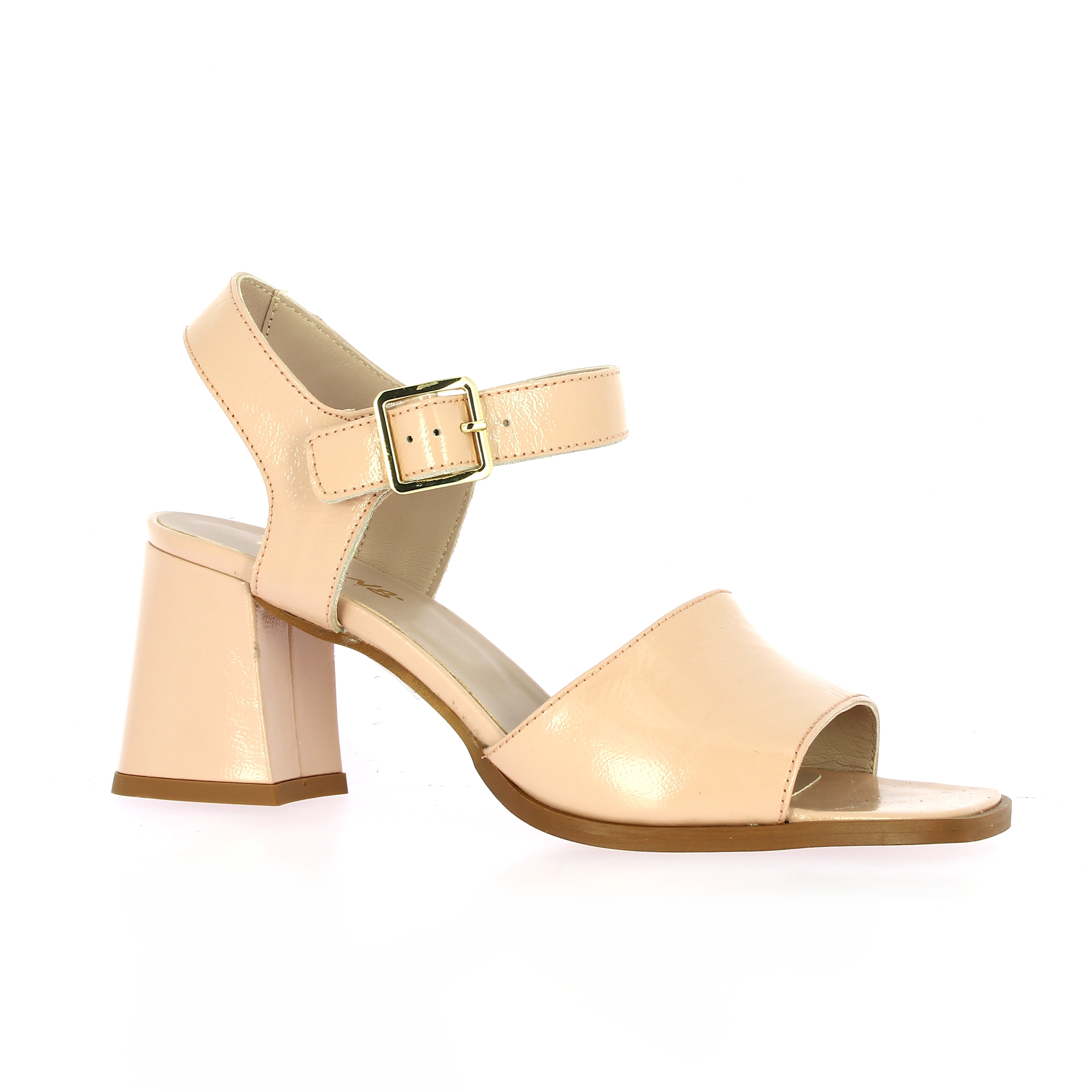 Reqins chaussures nu pieds cuir vernis nude London Napalk