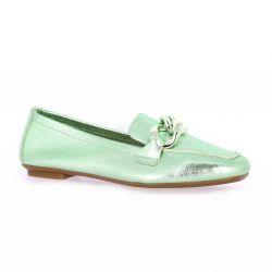 Reqins Mocassins cuir laminé vert