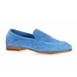 Exit Mocassins cuir velours bleu