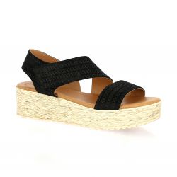 Eva frutos Nu pieds cuir velours noir