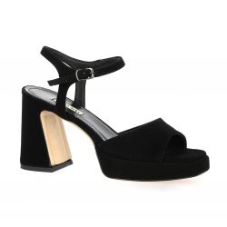 Lara may Nu pieds cuir velours noir