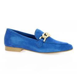 Pao Mocassins cuir velours bleu