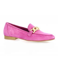 Pao Mocassins cuir velours fushia