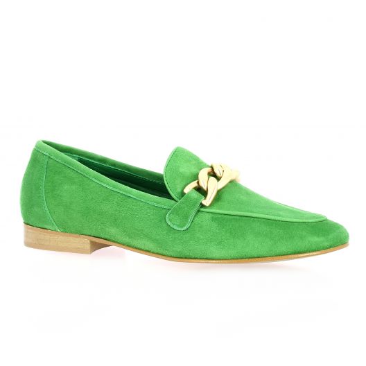 Pao Mocassins cuir velours vert