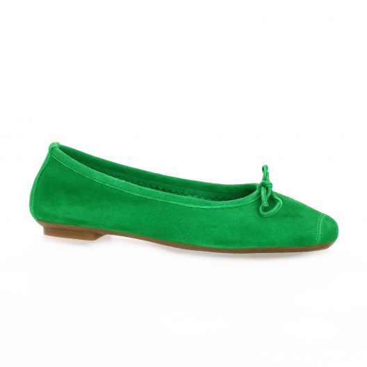 Reqins Ballerines cuir velours vert gazon