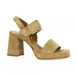 Alpe Nu pieds cuir velours camel