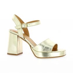 Pao Nu pieds cuir laminé platine