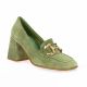 Pao Mocassins cuir velours vert d'eau