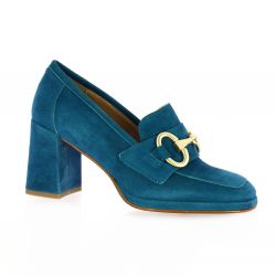 Pao Mocassins cuir velours bleu