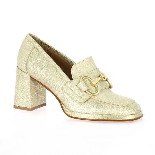 Pao Mocassins cuir laminé platine