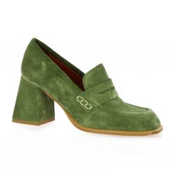 Pao Mocassins cuir velours vert d'eau