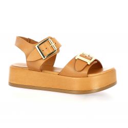 K.mary Nu pieds cuir cognac