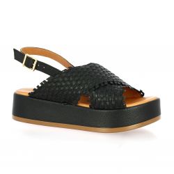 K.mary Nu pieds cuir noir