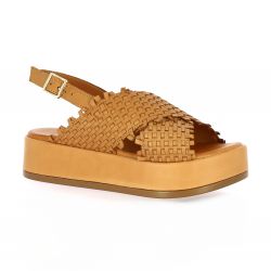 K.mary Nu pieds cuir cognac