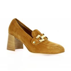 Spaziozero Mocassins cuir velours cognac
