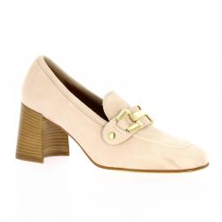 Spaziozero Mocassins cuir velours poudre