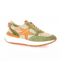 Reqins Baskets toile olive/orange