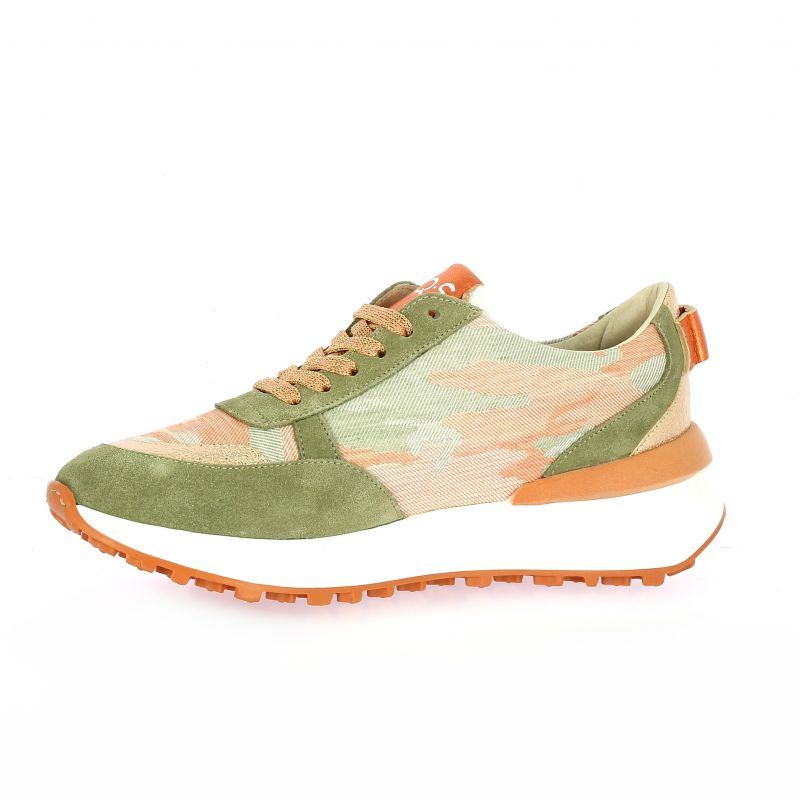 Reqins baskets toile olive orange Urania mix Army