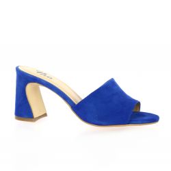 Pao Mules cuir velours bleu