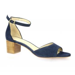 Vidi studio Nu pieds cuir velours marine