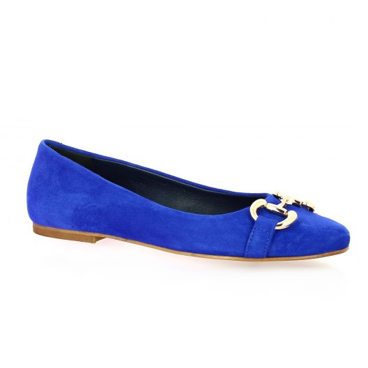 Pao Ballerines cuir velours bleu