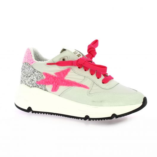 Sweet lemon Baskets cuir velours blanc/rose