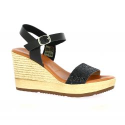 Patricia miller Nu pieds cuir pailleté noir