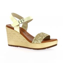 Patricia miller Nu pieds cuir pailleté or