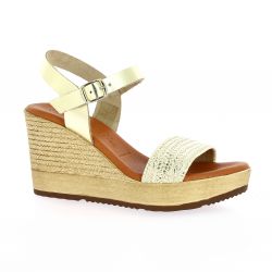 Patricia miller Nu pieds cuir laminé or