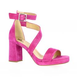 Pao Nu pieds cuir velours rose